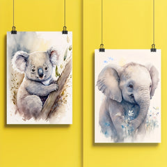 Cute Watercolor Animal Poster for Kids' Room
