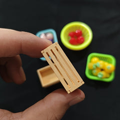 2pcs Mini Wooden Fruit Basket Models for Dollhouse Decoration