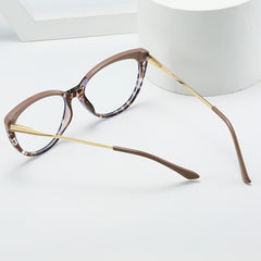 Leopard Cat Eye Retro Glasses with Metal Temple