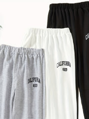 3pcs CALIFORNIA Letter Boys Active Sweatpants Breathable Jogger Sports Pants