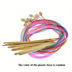 12pcs Afghan Tunisian Crochet Hooks Set 1 2m 48in Bamboo Knitting Needles