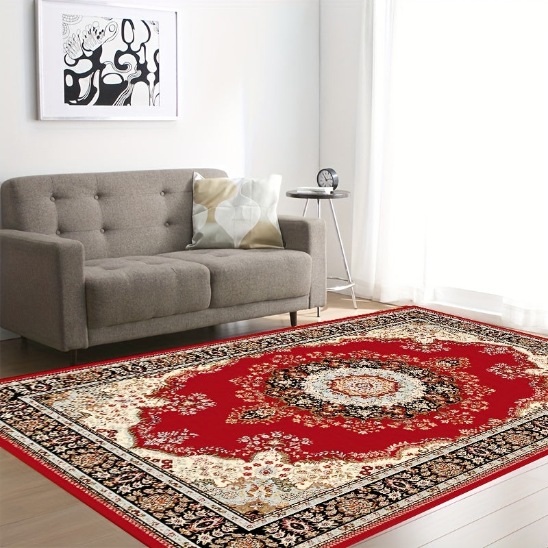 Boho Anti Fatigue Kitchen Rugs Red Vintage Absorbent Non Slip Mat