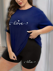Heart & Letter Print 2 Piece Pajama Set