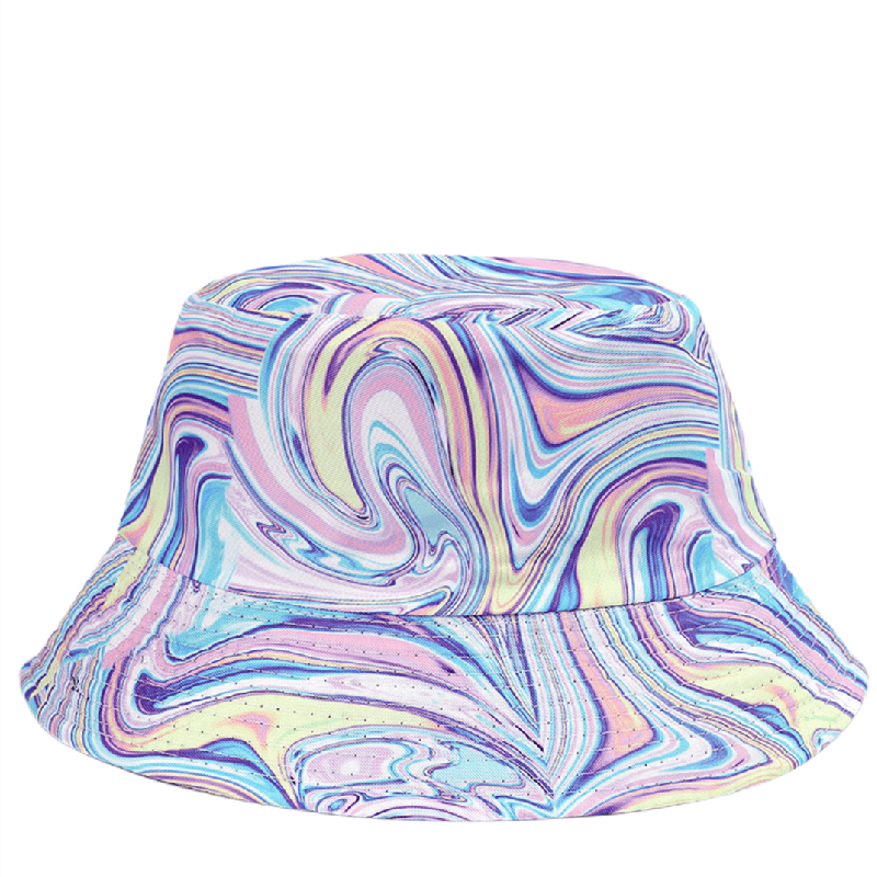 Purple Tie Dye Print Bucket Hat Lightweight Sunshade Fish