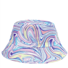 Purple Tie Dye Print Bucket Hat Lightweight Sunshade Fish