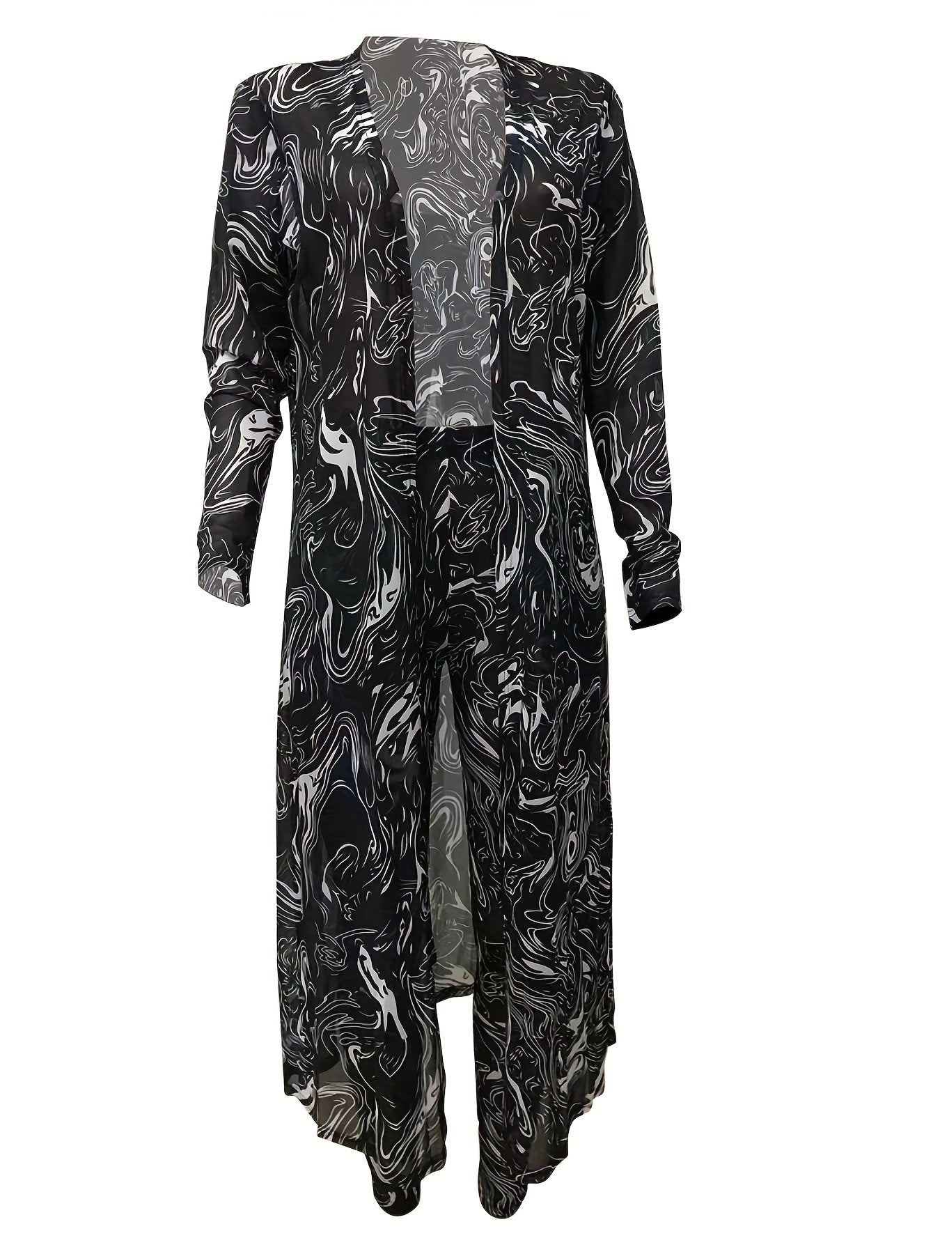 Ripple Print Two piece Set Coat & Wide Leg Pants