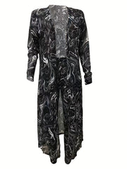 Ripple Print Two piece Set Coat & Wide Leg Pants