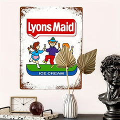 Vintage Lyon Maid Kids Ice Cream Lollipop Sign Tin Metal Sign Plate