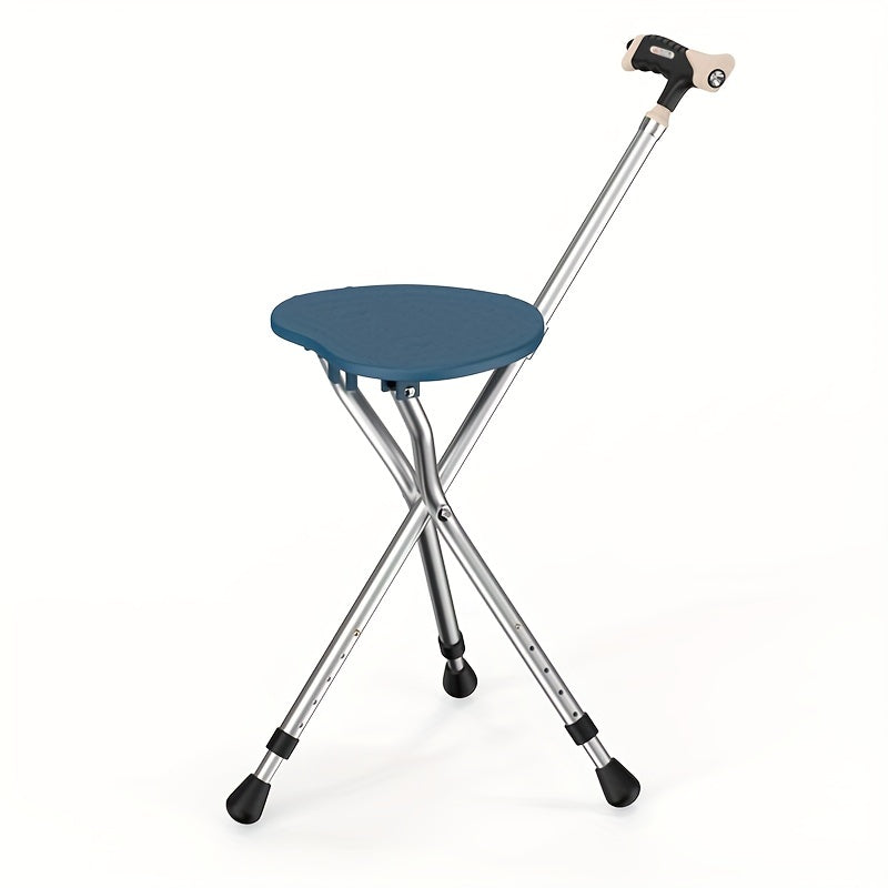 Portable Folding Walking Stick Chair for Elderly Adjustable Cane Stool