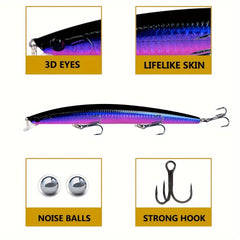 5pcs 24g Minnow Fishing Bait Hard Lure 3D Eyes Strong Hooks Sea Fishing