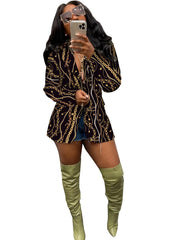Casual Open Front Button Long Sleeve Loose Blazer Coat