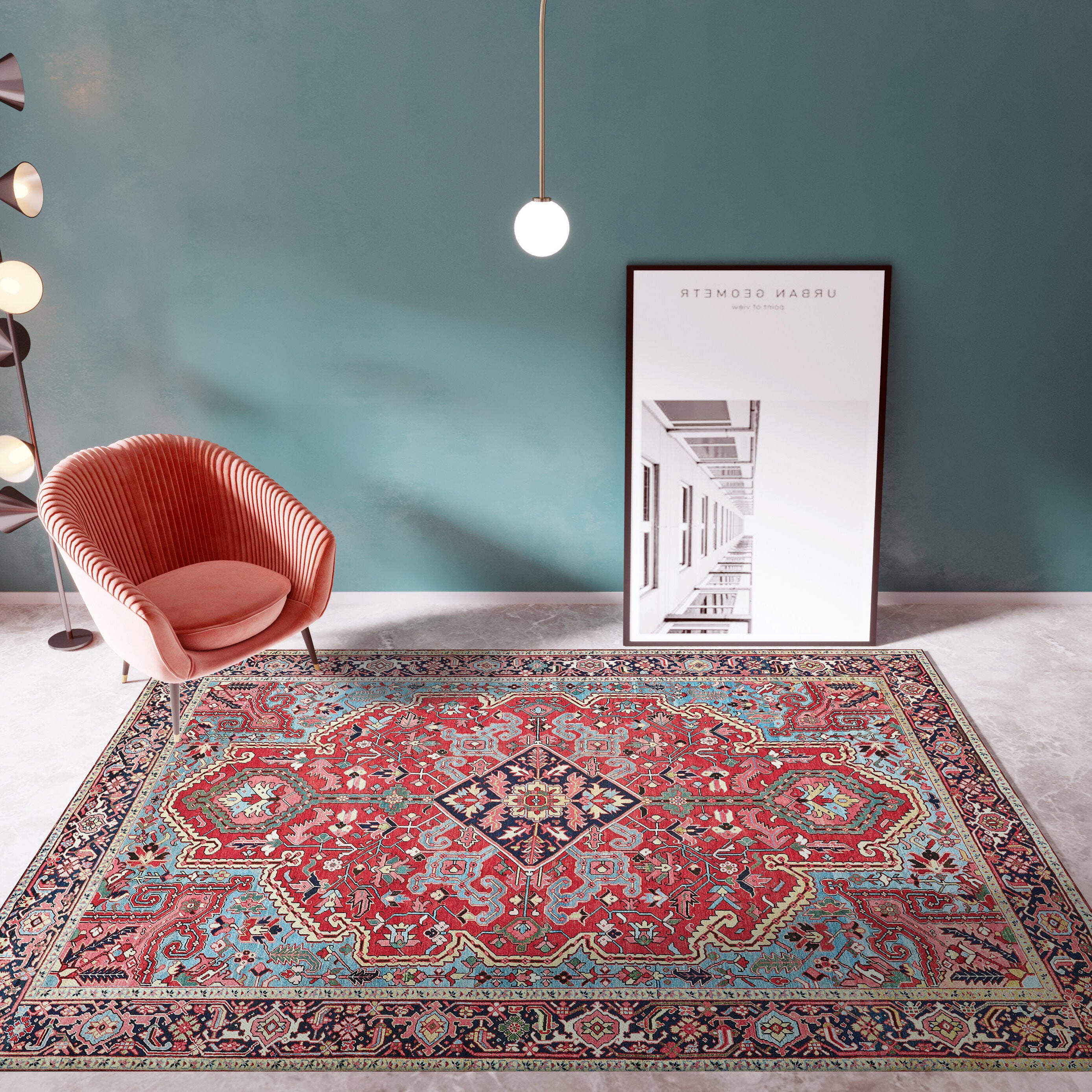 European Rug Modern Minimalist Light Geometric Machine Washable Non Shedding