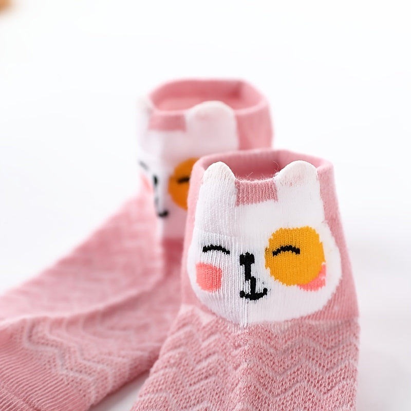 5 Pairs Toddler Girls Animal Print Ankle Socks for Summer