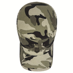 Men's Camo Flat Top Cotton Hat Embroidered Caps
