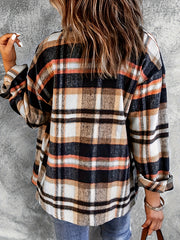 Plaid Print Button Up Long Sleeve Blouse