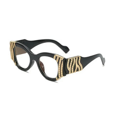 Rhinestone Cat Eye Metal Eyeglasses Clear Lenses Non prescription Retro Eyewear