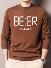 BEER Print Knitted Sweater Men's Pullover