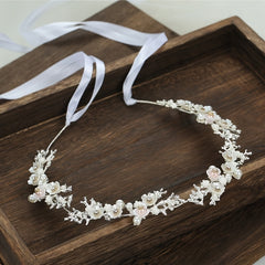 Rhinestone Faux Pearl Flower Headband Bridal Head Piece