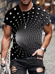 Men's 3D Pattern Graphic Active Tee Top Short Sleejson Slightly Stretch