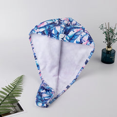 Tropical Patterned Microfiber Hair Towel & Shower Cap Set