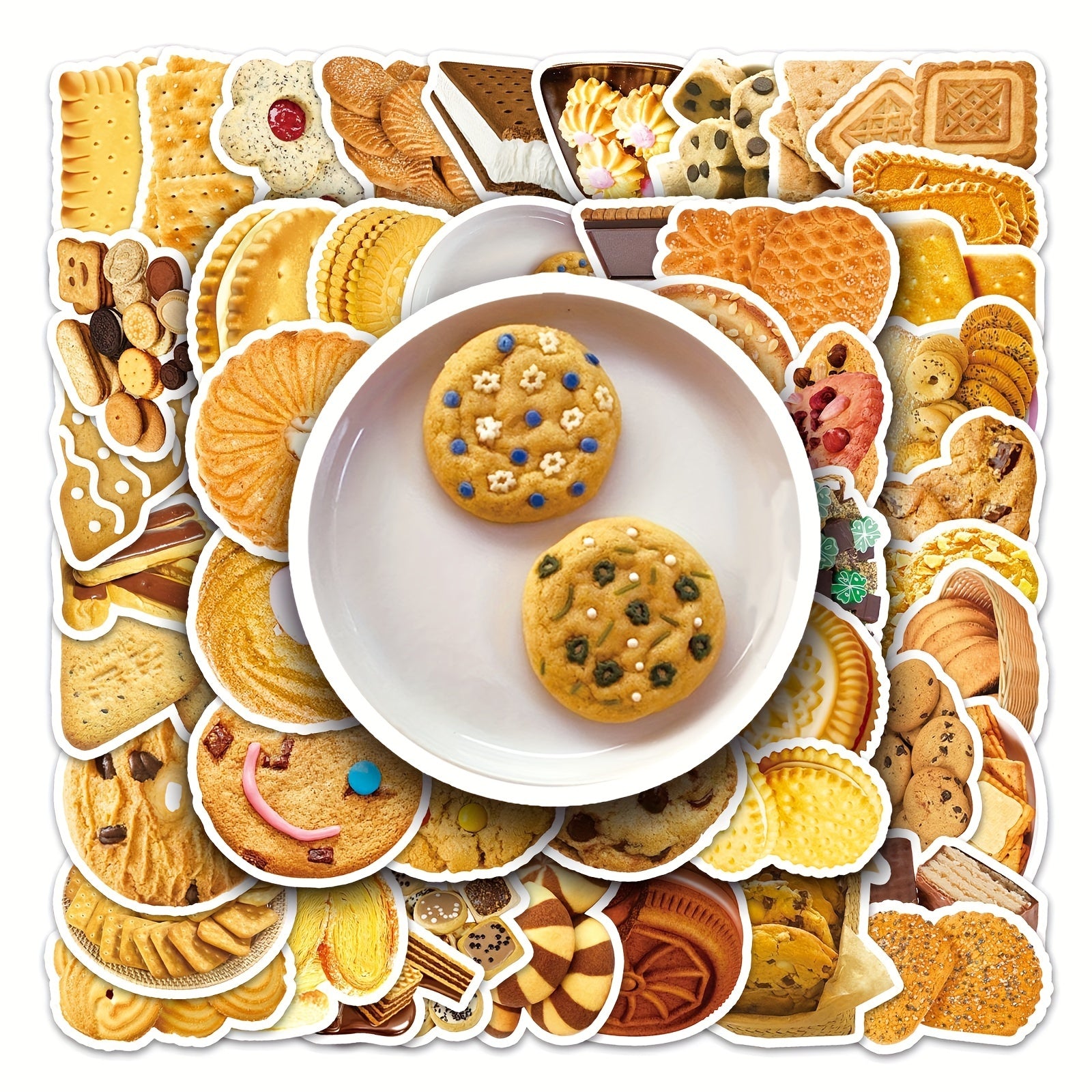 50pcs Biscuit Series Doodle Stickers Waterproof Decorative DIY Creative Toys