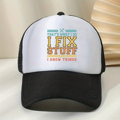 I FIX STUFF Printed Baseball Cap Unisex Casual Breathable Mesh Trucker Hat