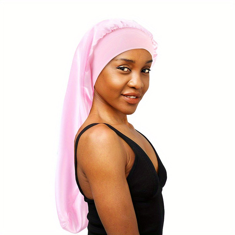 Long Hair Satin Bonnet Soft Hair Bonnet Head Wrap Elastic Turban Hats