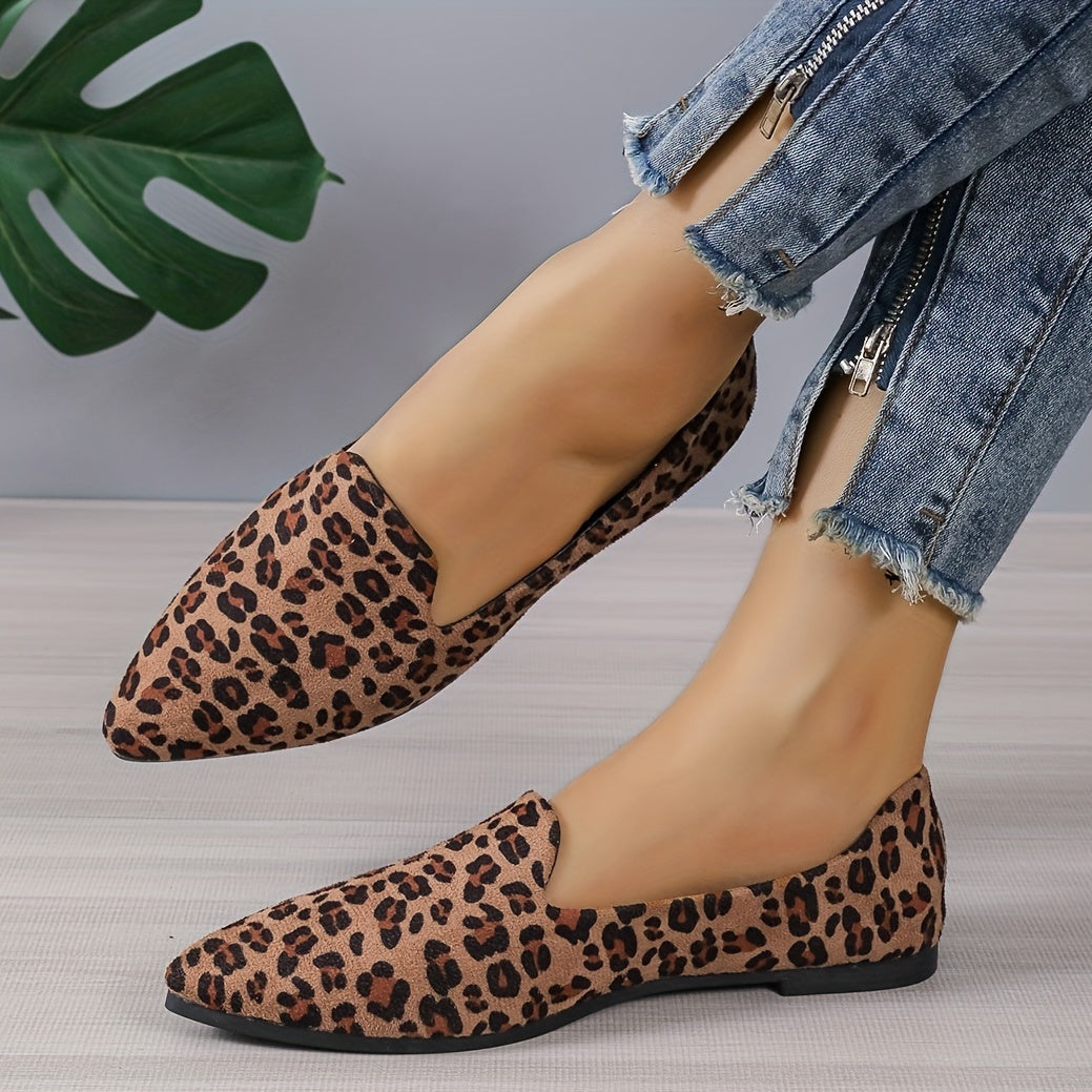 Leopard Print Slip-On Point Toe Non-Slip Shoes