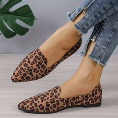 Leopard Print Slip-On Point Toe Non-Slip Shoes