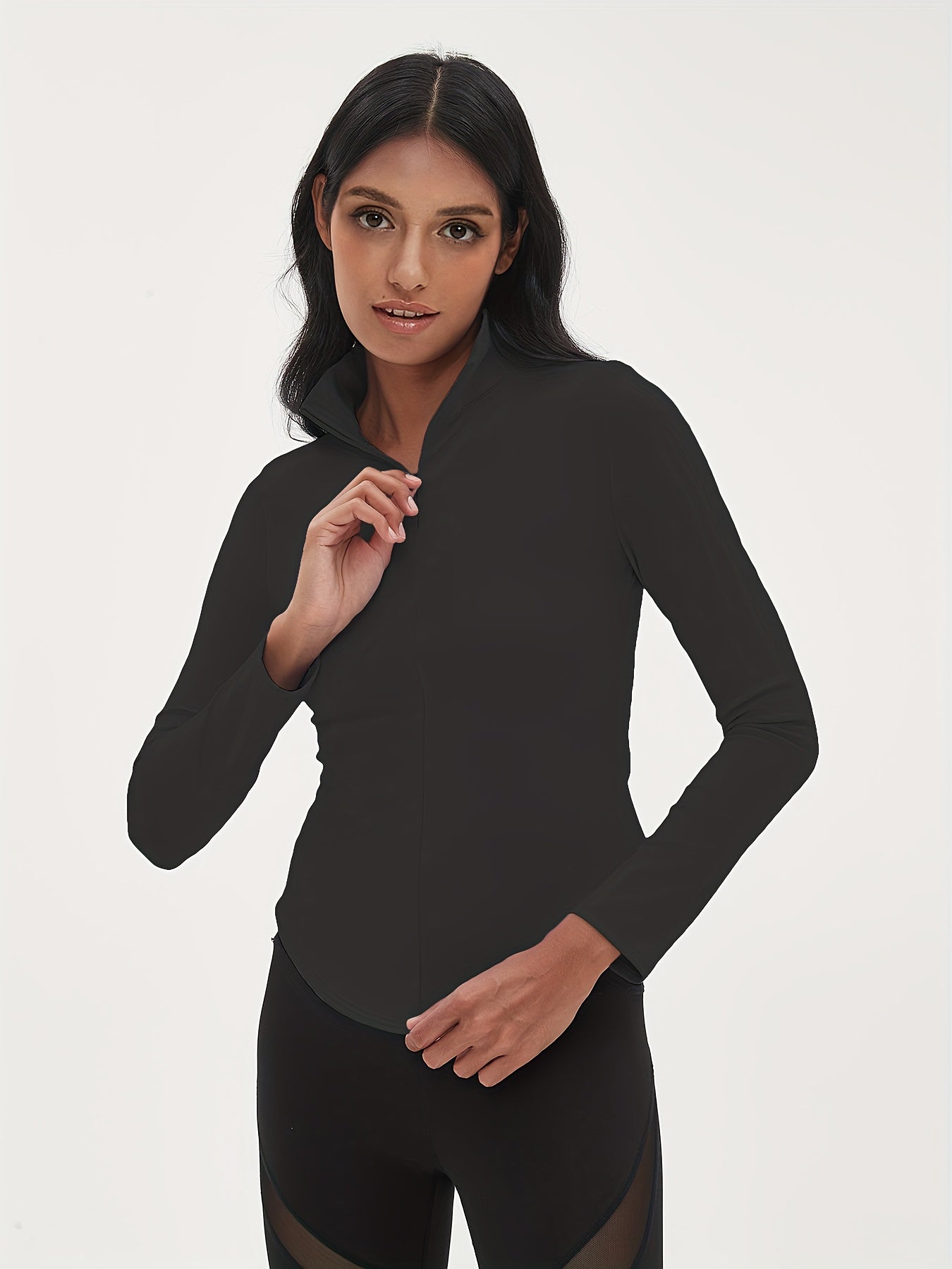 Women's Half Zipper Long Sleeve Yoga Coat Outdoor Fitness Sports