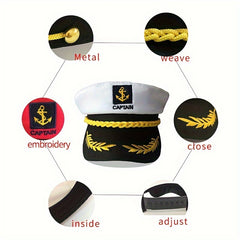 Marine Hat Captain Yacht Navy Hat Sailor Cap For Costume