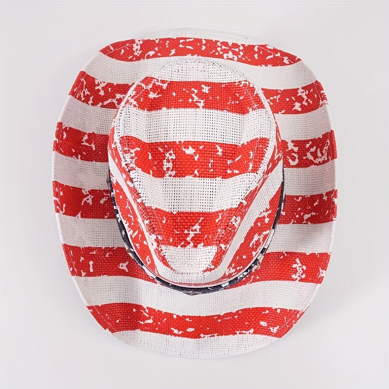 Graffiti Print Cowboy Hat Unisex Block Straw Jazz Hat Red Fedora Cap