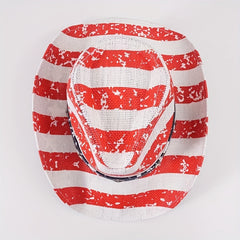 Graffiti Print Cowboy Hat Unisex Block Straw Jazz Hat Red Fedora Cap