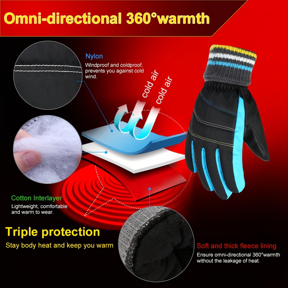Kids Thickened Skiing Gloves Winter Warm Keeping Gloves