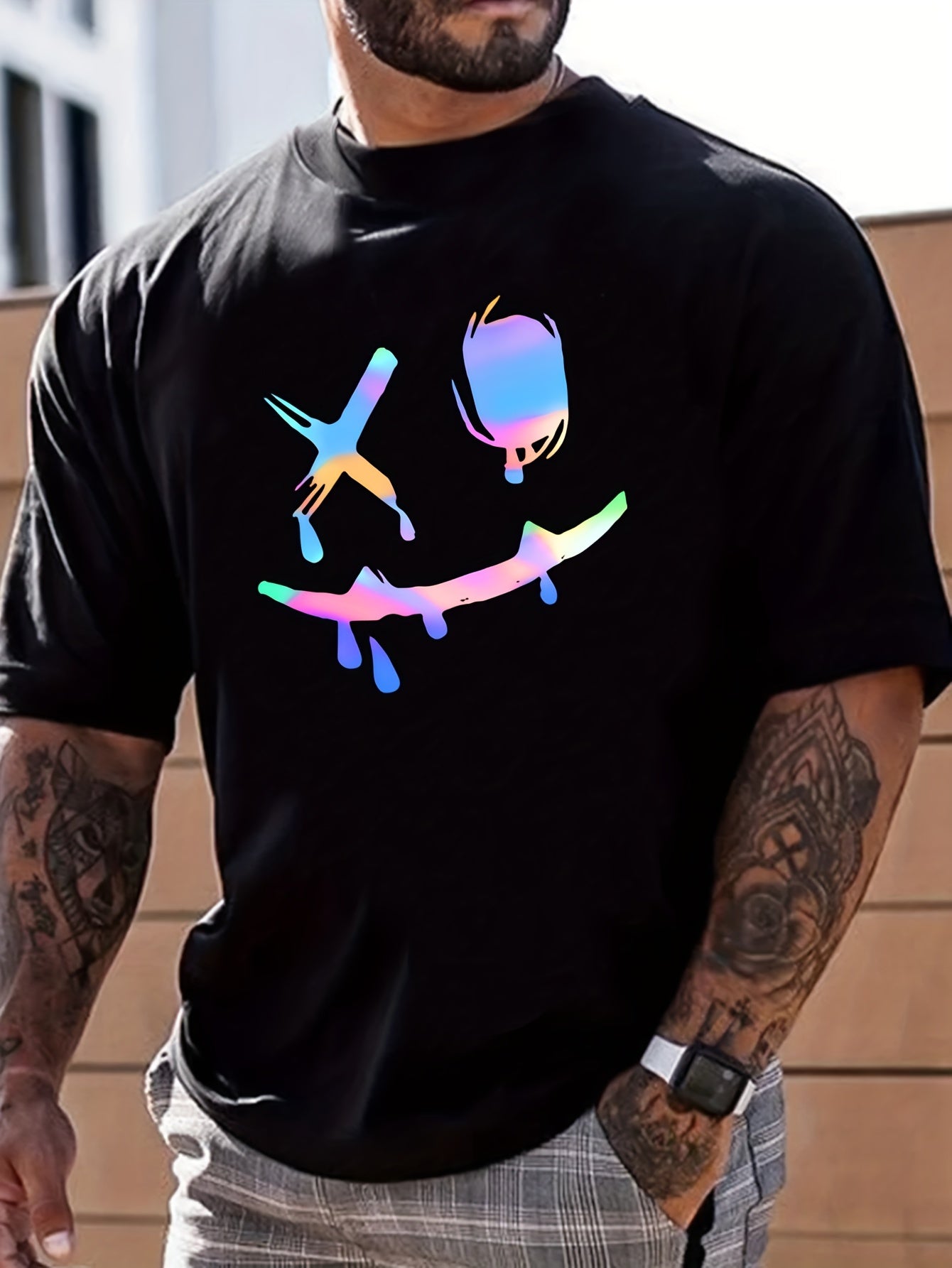 Big Smile Graphic T shirt Casual Comfy Tee For Men