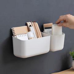 Office Wall Mounted Storage Box Pen Holder Large Capacity Adhesive Organizer