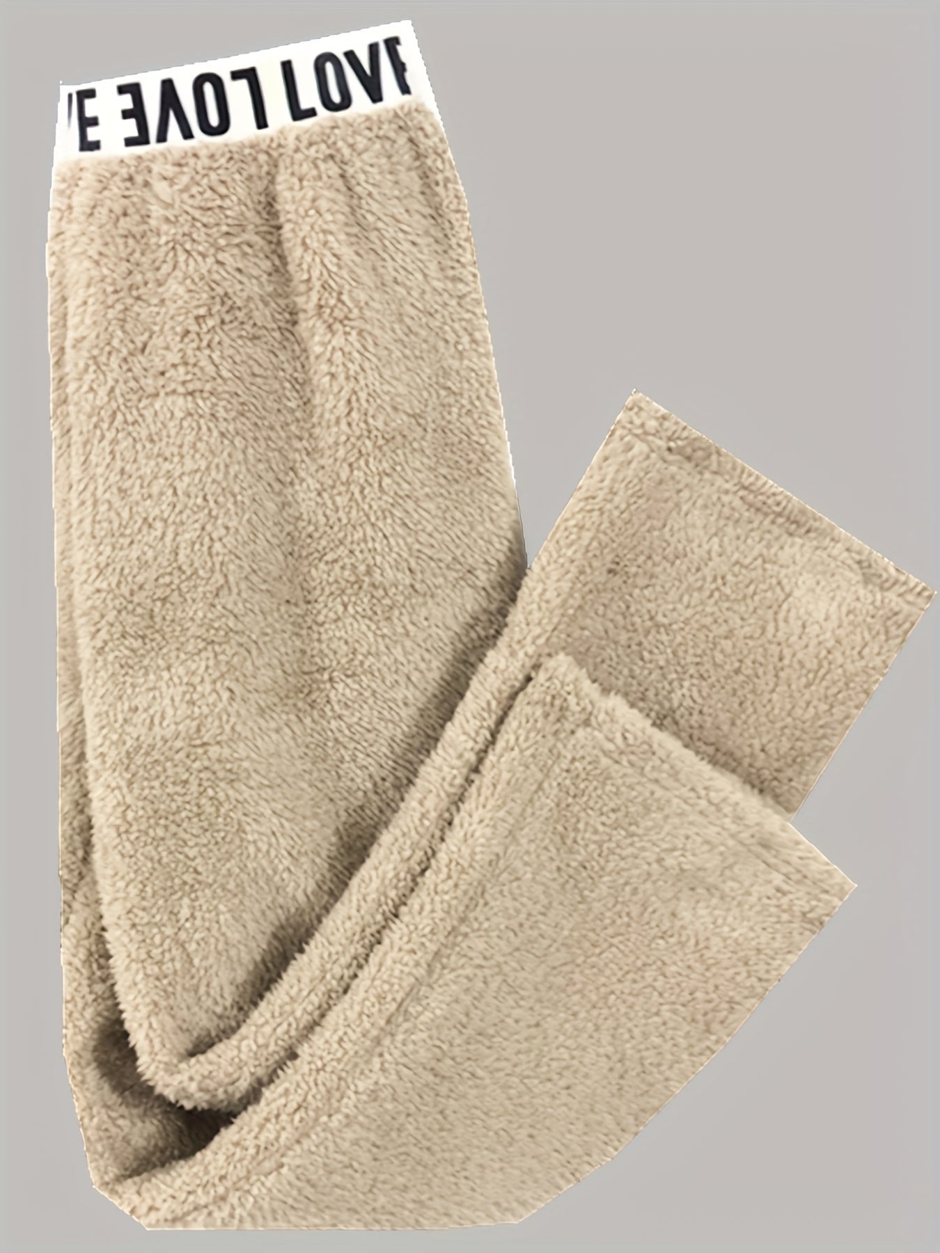 Letter Print Fuzzy Sleep Bottoms Warm & Cozy Home Pants