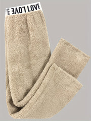 Letter Print Fuzzy Sleep Bottoms Warm & Cozy Home Pants