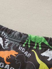 Boys Dinosaur Print Swim Trunks & Cap Set