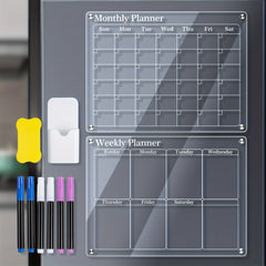 2 Piece Acrylic Magnetic Calendar Set with 6 Markers