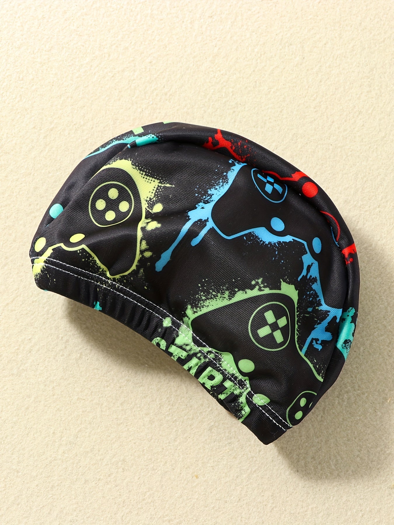 Boys Gamepad Print Swim Trunks & Cap Set for Beach Vacation