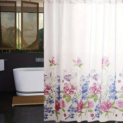 Flower Pattern Shower Curtain Waterproof Bathroom Decor