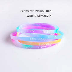 Fashionable Silicone Bangles Mix Pack, Letter Movement, Perfect for Sports