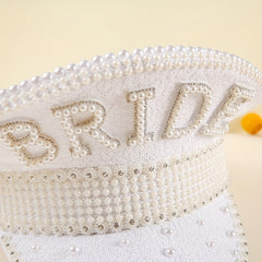 Faux Pearl Bride Captain Hat Sequin Wedding Hat for Bachelorette Party