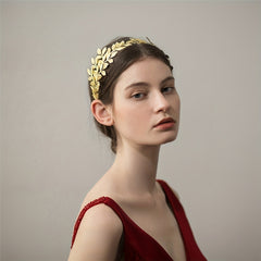 Baroque Style Leaf Shape Headband Golden Retro Head Hoop Women's Hair Accessorie