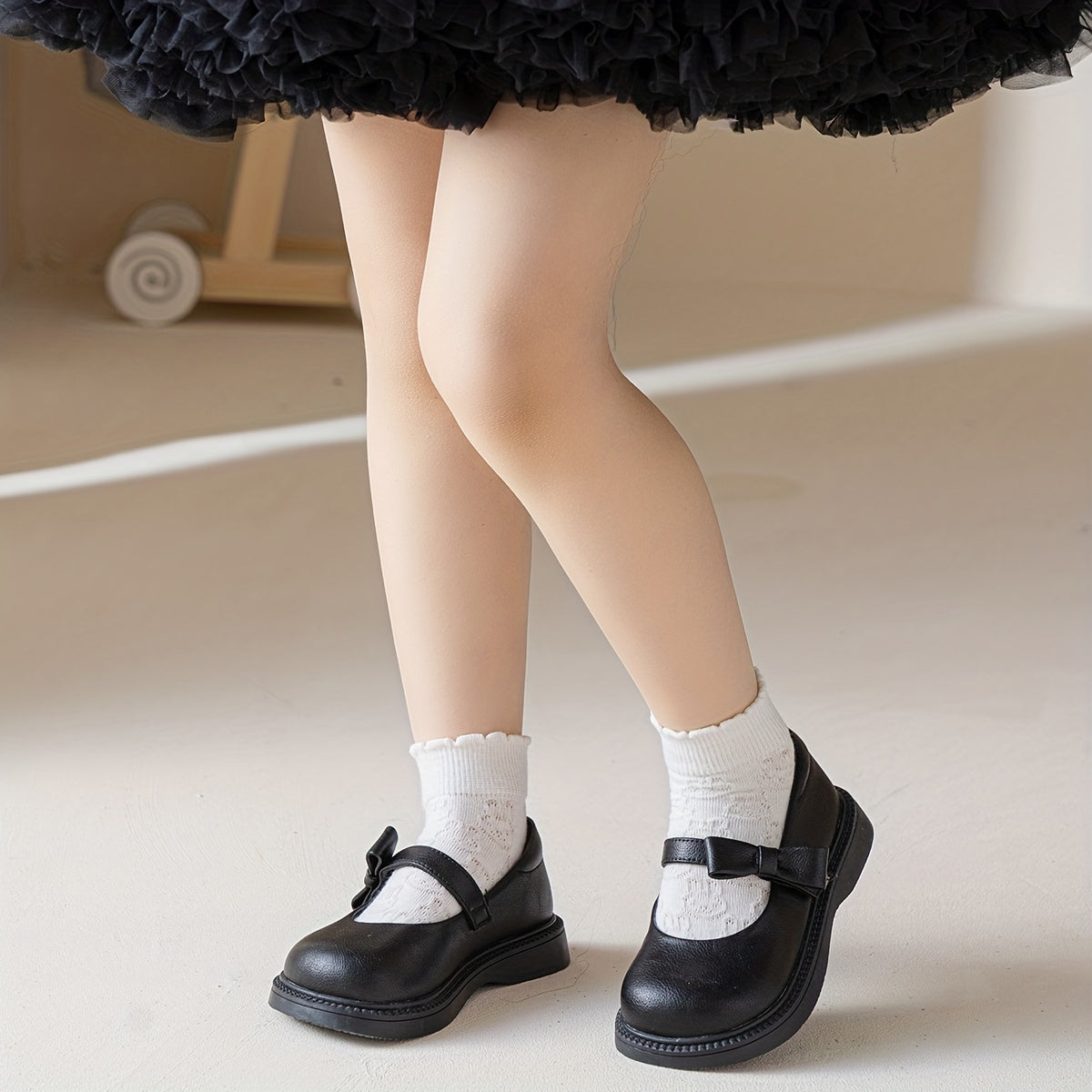 5 Pairs Cartoon Ruffled Knit Crew Socks Girls Accessories