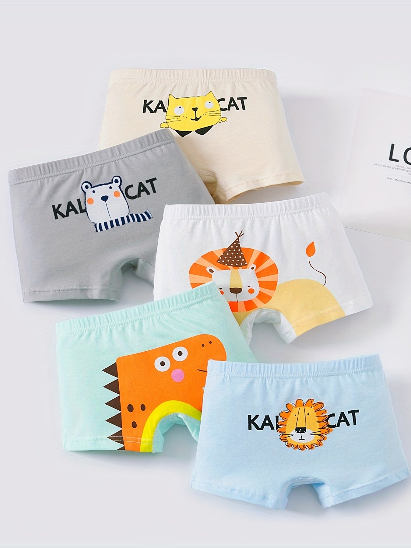 5pcs Letter Sports Print Boys Boxer Briefs Soft Comfortable Kids Clothes