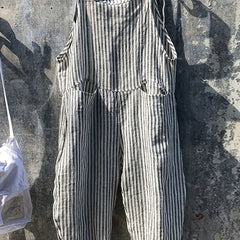 Stripe Print Wide Leg Overall Romper