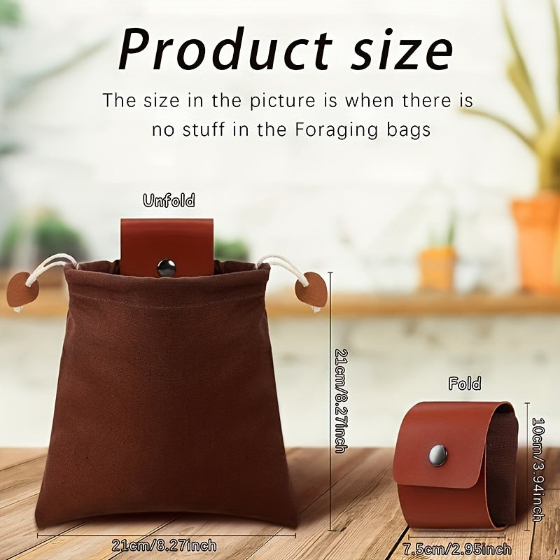 Canvas Waxed Mushroom Foraging Pouch Collapsible Bag