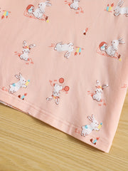 Toddler Girls Rabbit Graphic Casual Dress Kids Summer Clothes